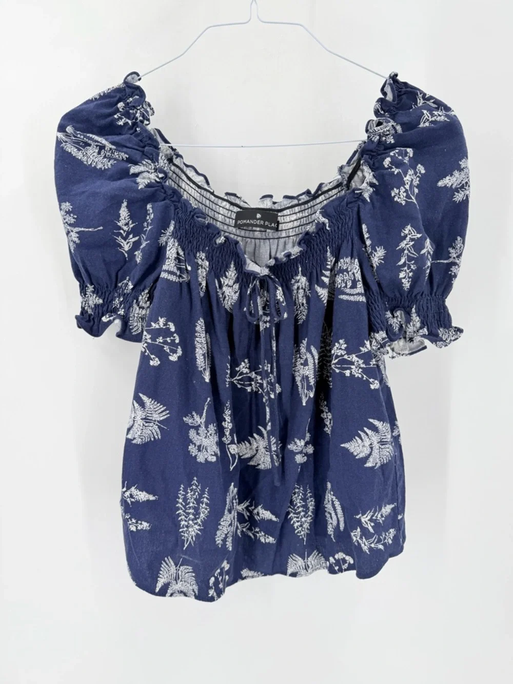 Tuckernuck Pomander Place Blue White Floral Tie Beaufort Botanical Blouse